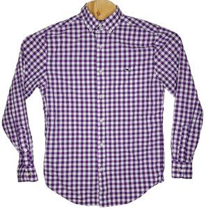 Vineyard Vines Small Tucker Purple / White‎ Checkered Long Sleeve Button Shirt